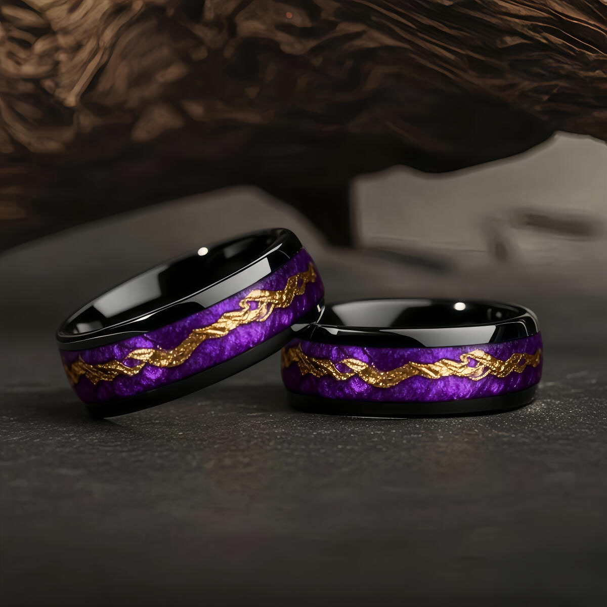 แหวนแฟชั่นผู้ชายสีดำ สแตนเลสสต - Gymnastic Ring Wood บทวิจารณ์และราคา