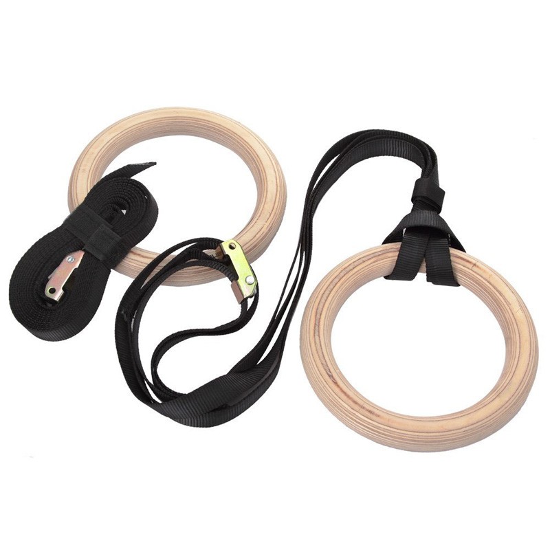 แหวนยิมนาสติกฟิตเนสพร้อมหัวเข็ - Gymnastic Ring Wood บทวิจารณ์และราคา