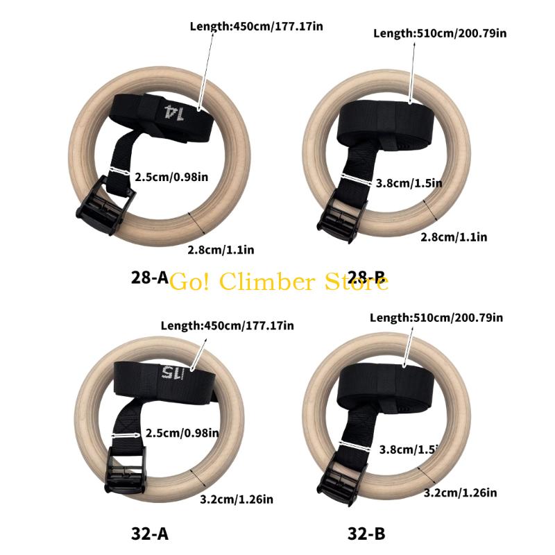 Q84C ไม้ปรับแหวนยิมนาสติกพร้อม - Gymnastic Ring Wood บทวิจารณ์และราคา
