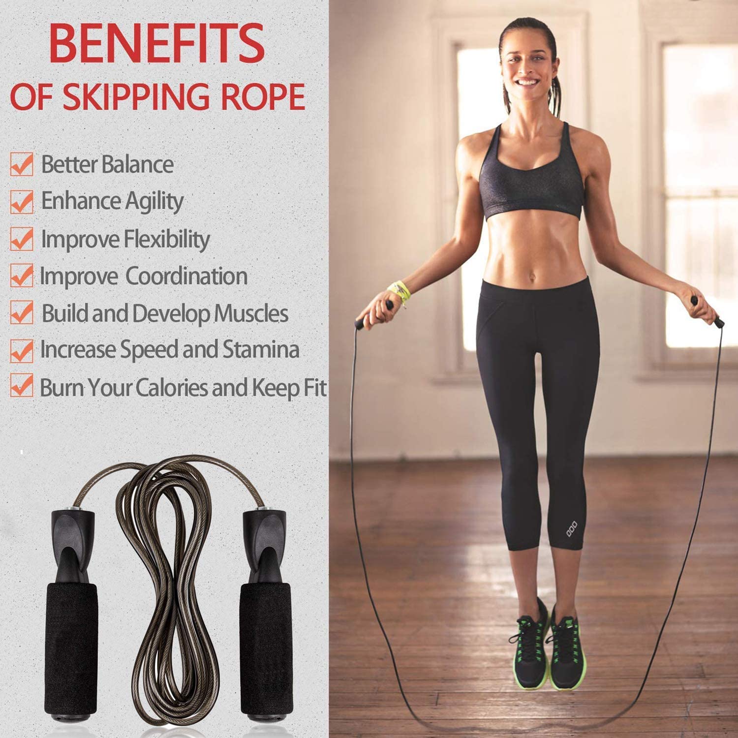 เชือกกระโดดครอสฟิตแบบปรับได้สำ - Crossfit No Equipment Workouts บทวิจารณ์และราคา