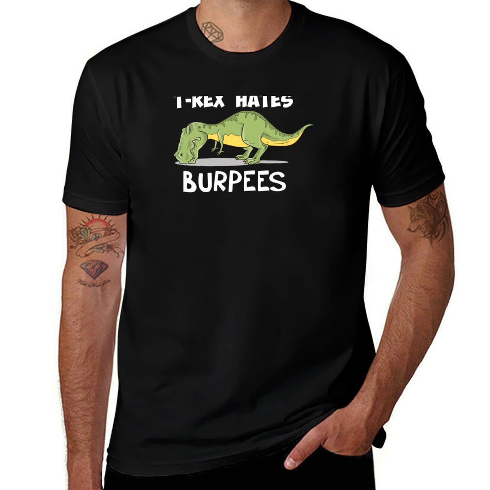 เสื้อยืด T-Rex Hates Burpees เ - Crossfit Mayhem บทวิจารณ์และราคา
